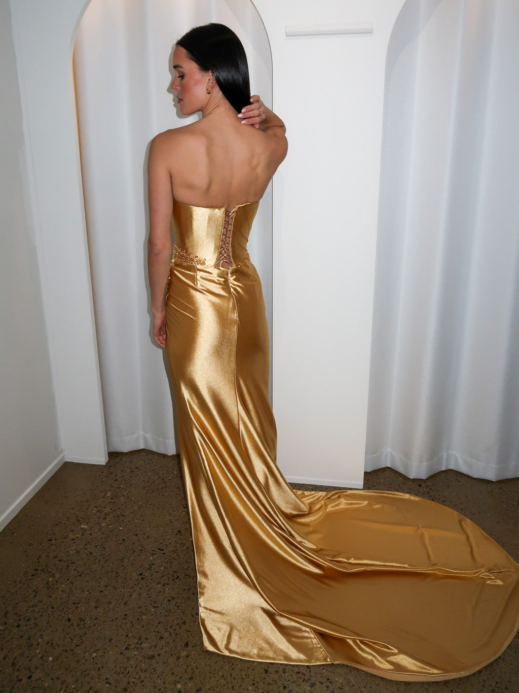 Gold Corset Hire Gown