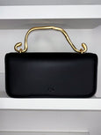 black leather clutch bag hire