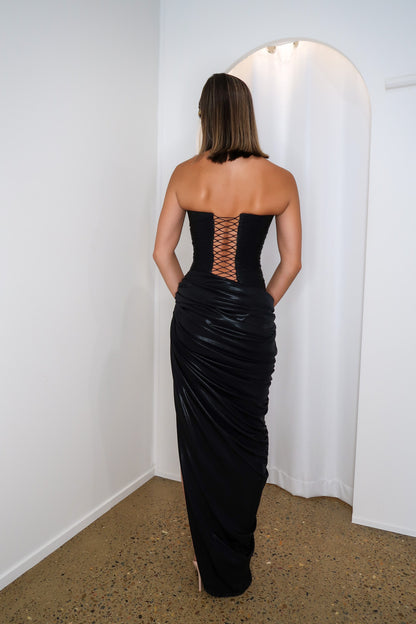 Black formal corset gown