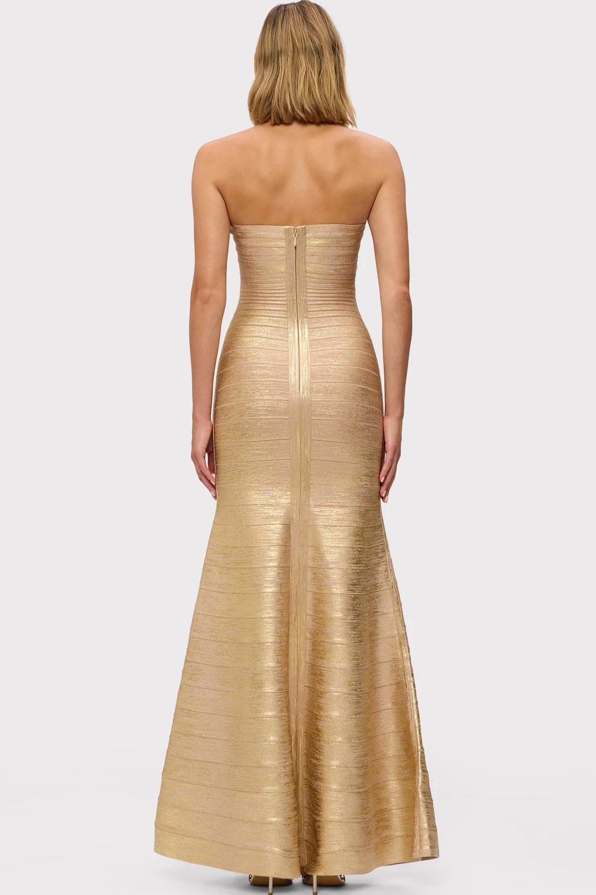 bandage gold dress hire