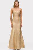 Herve Leger gold metallic dress