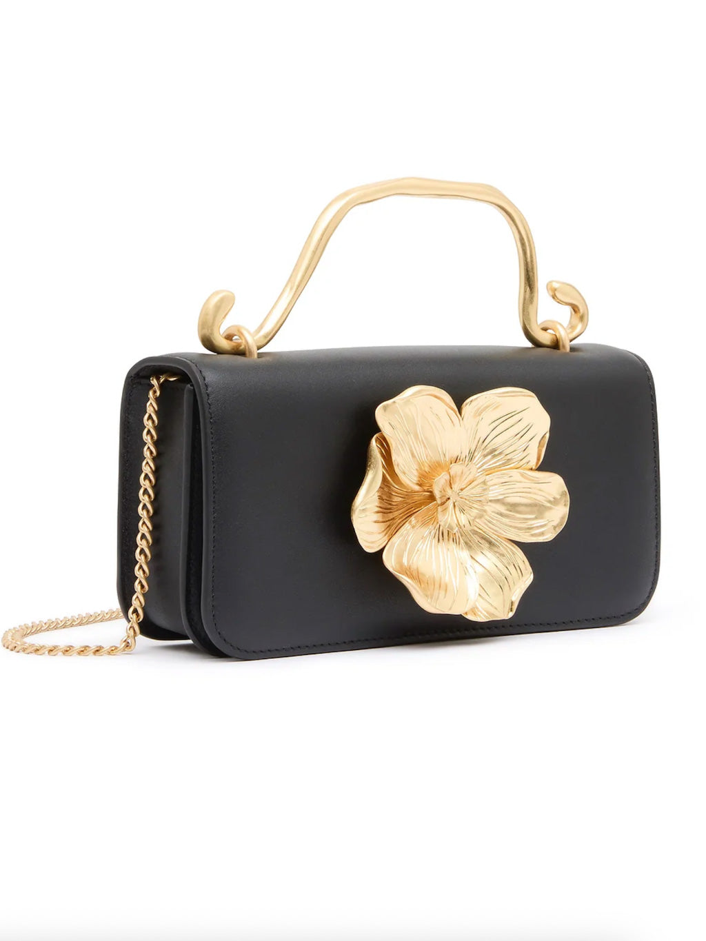 Black and gold flower clutch 