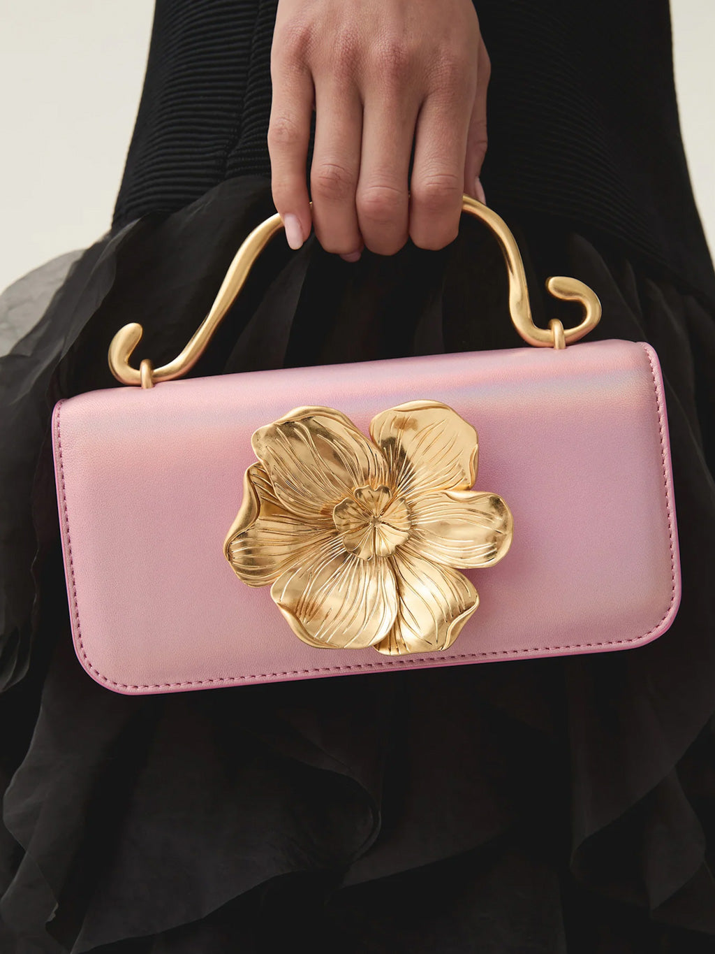 flower clutch gold hardware