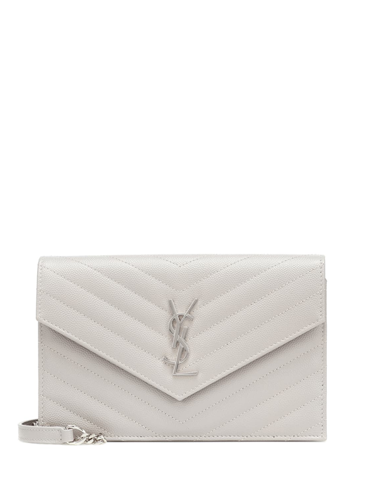 Saint Laurent Envelope Chain Wallet Black in Leather with Silver-tone - US