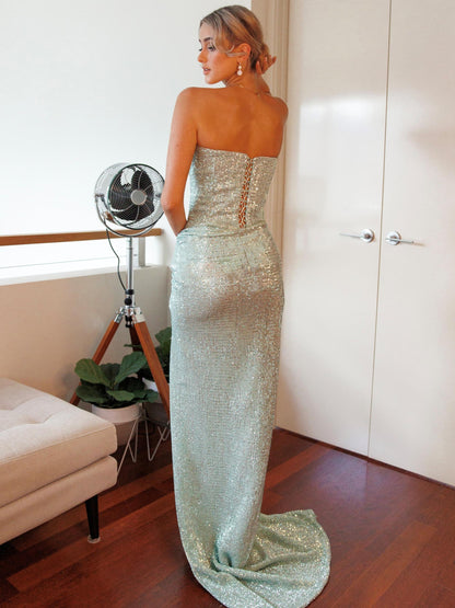 Luna Strapless Gown - Aqua